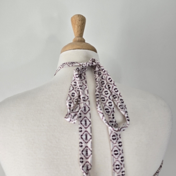 Madewell Silk Convertible Straps Dress Echo Grid Smocked Halter Neck Size 6 - Picture 7 of 15